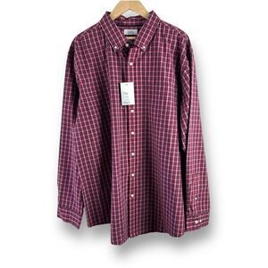 Croft‎ & Barrow Men's XXL Long Sleeve Easy Care Button Up Shirt Red Plaid New